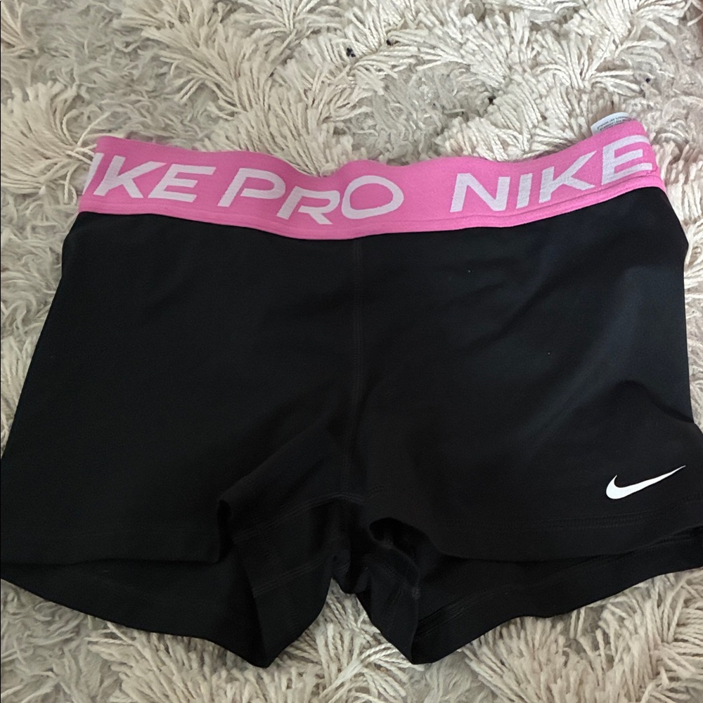 Nike Women's Athletic Shorts Black with Pink Waistband